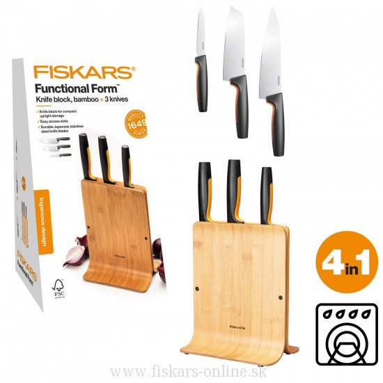 Bambusový blok s tromi nožmi Functional Form - FISKARS 1057553